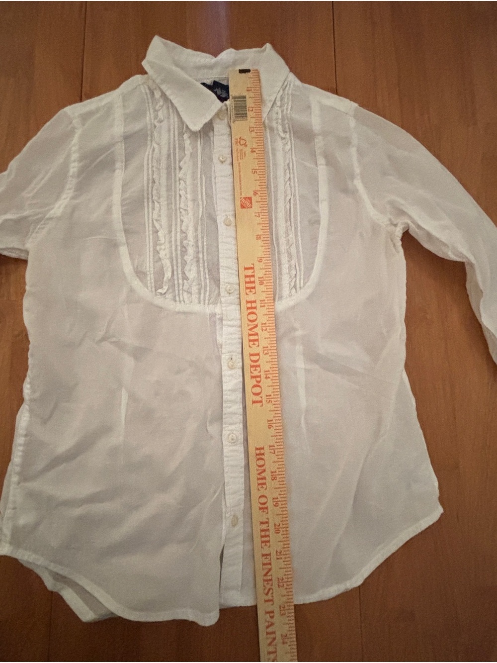 Ralph Lauren White 100% Cotton Button-down Ruffled Shirt ~ Child’s Size 16 - Picture 6 of 13